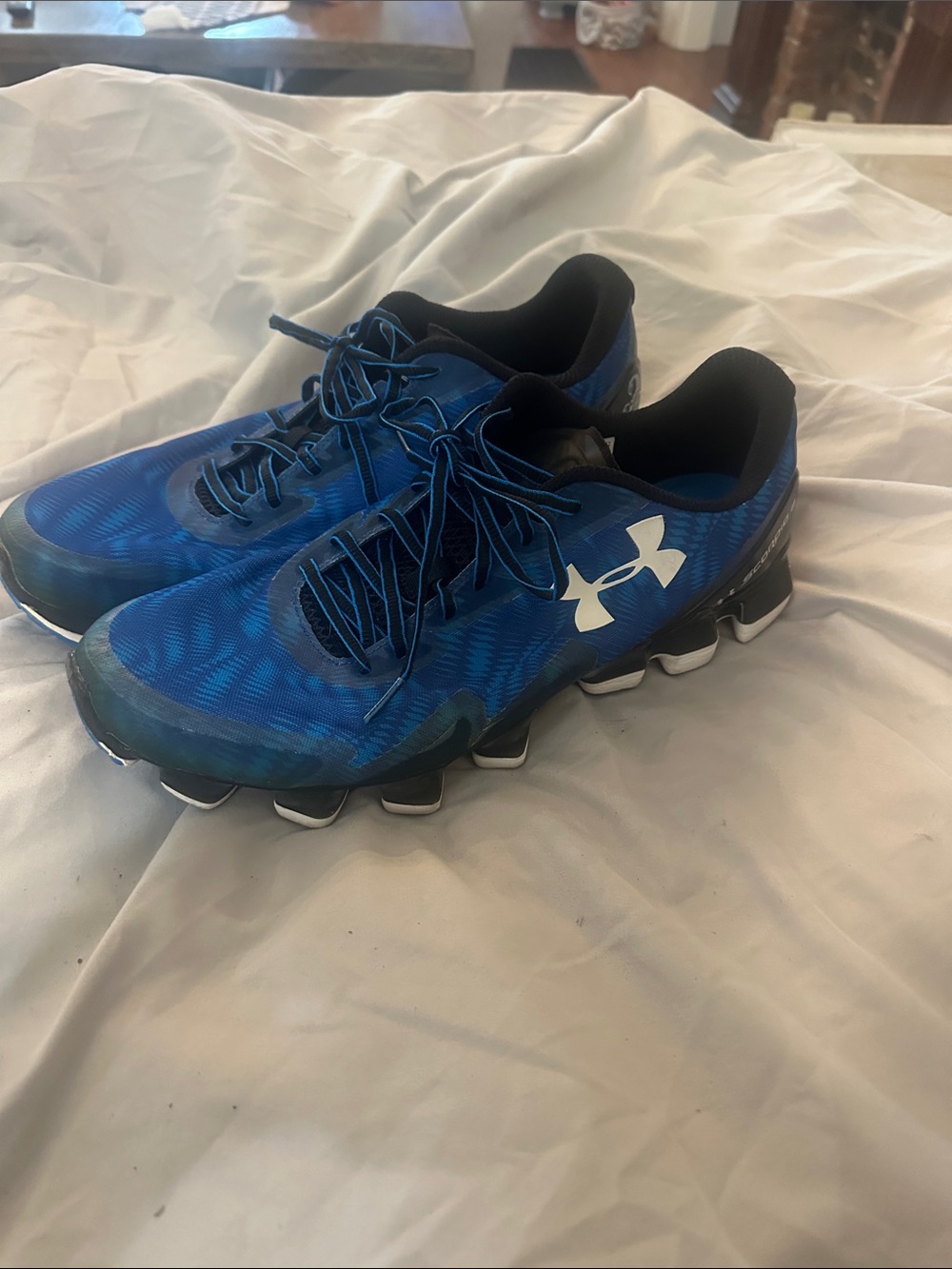 Under Armour Blue and Black Athletic Shoes with White Logo